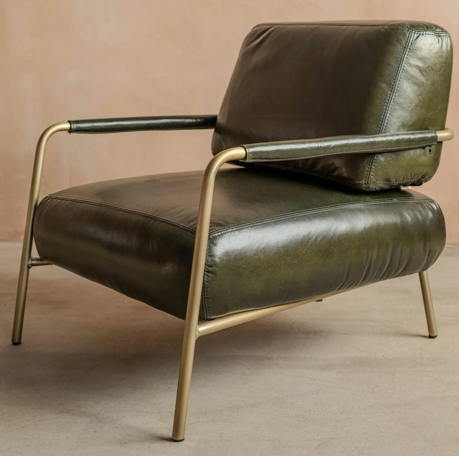 Graham & Green Quinn Dark Green Leather Club Chair