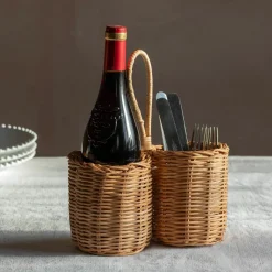 Graham & Green Rattan Double Bottle Holder