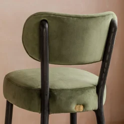 Graham & Green Rigby Moss Green Velvet Kitchen Stool