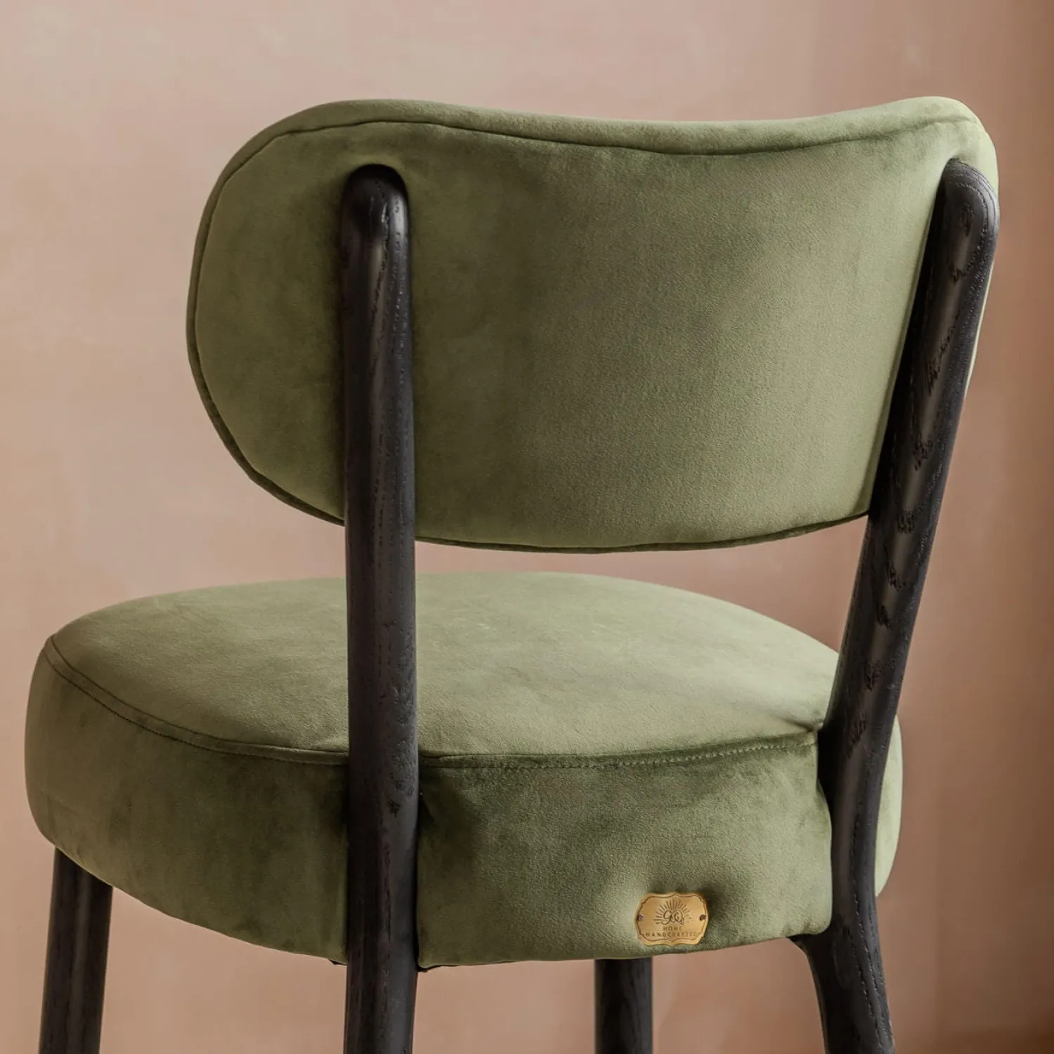 Graham & Green Rigby Moss Green Velvet Kitchen Stool