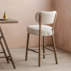 Graham & Green Rigby White Bouclé Kitchen Stool