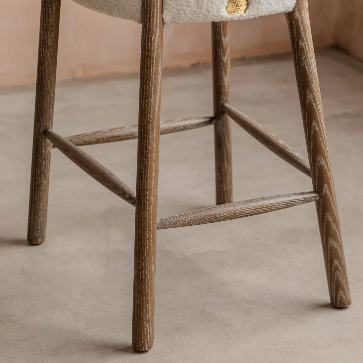 Graham & Green Rigby White Bouclé Kitchen Stool