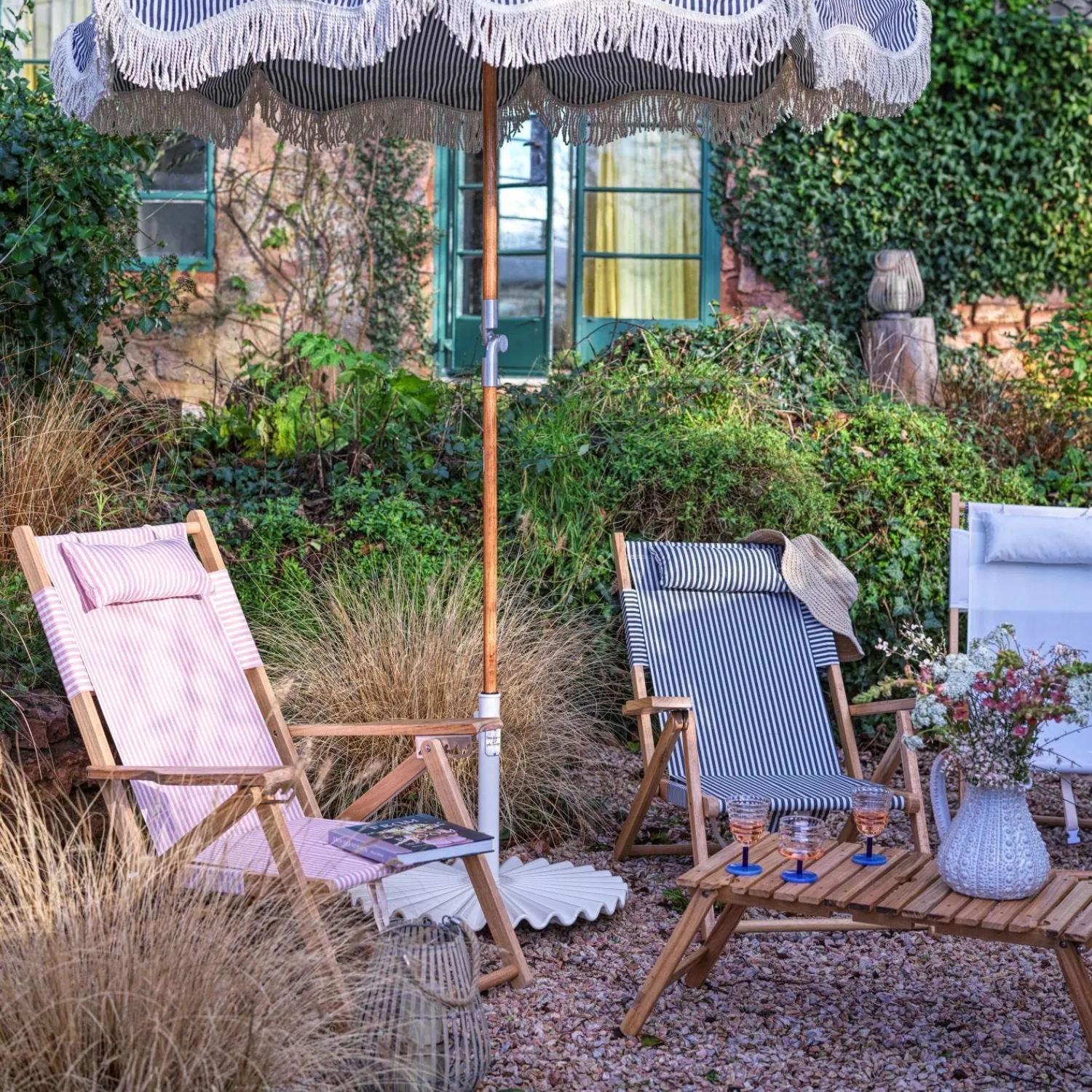 Graham & Green Riviera Navy Stripe Deck Chair