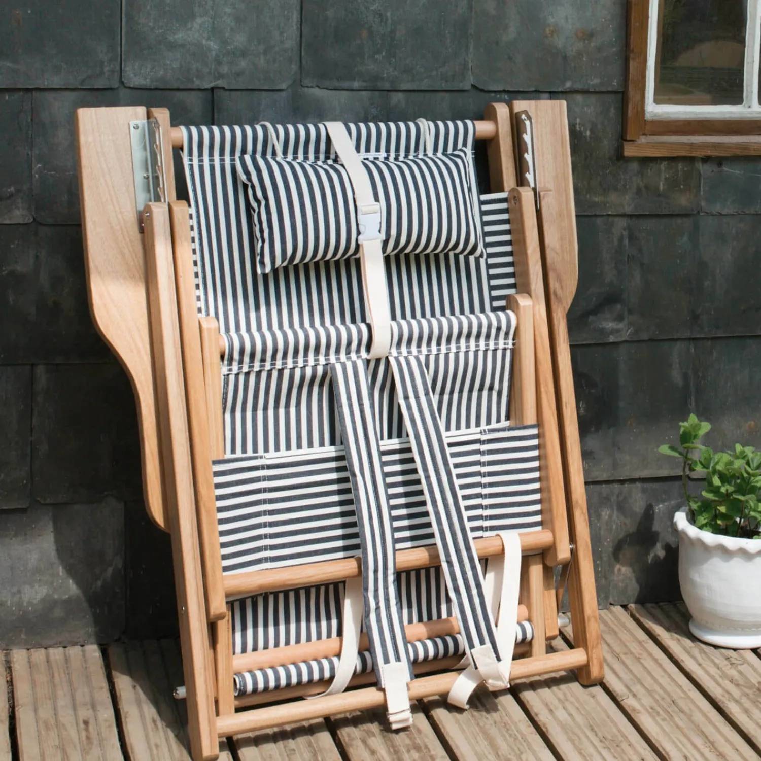Graham & Green Riviera Navy Stripe Deck Chair