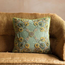 Graham & Green Romy Embroidered Velvet Square Cushion
