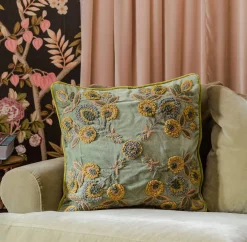 Graham & Green Romy Embroidered Velvet Square Cushion