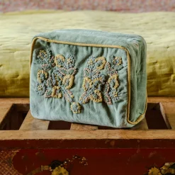 Graham & Green Romy Embroidered Velvet Wash Bag