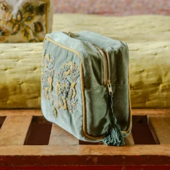 Graham & Green Romy Embroidered Velvet Wash Bag