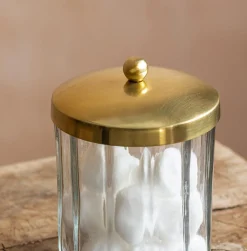 Graham & Green Rosalie Antique Gold Glass Storage Container