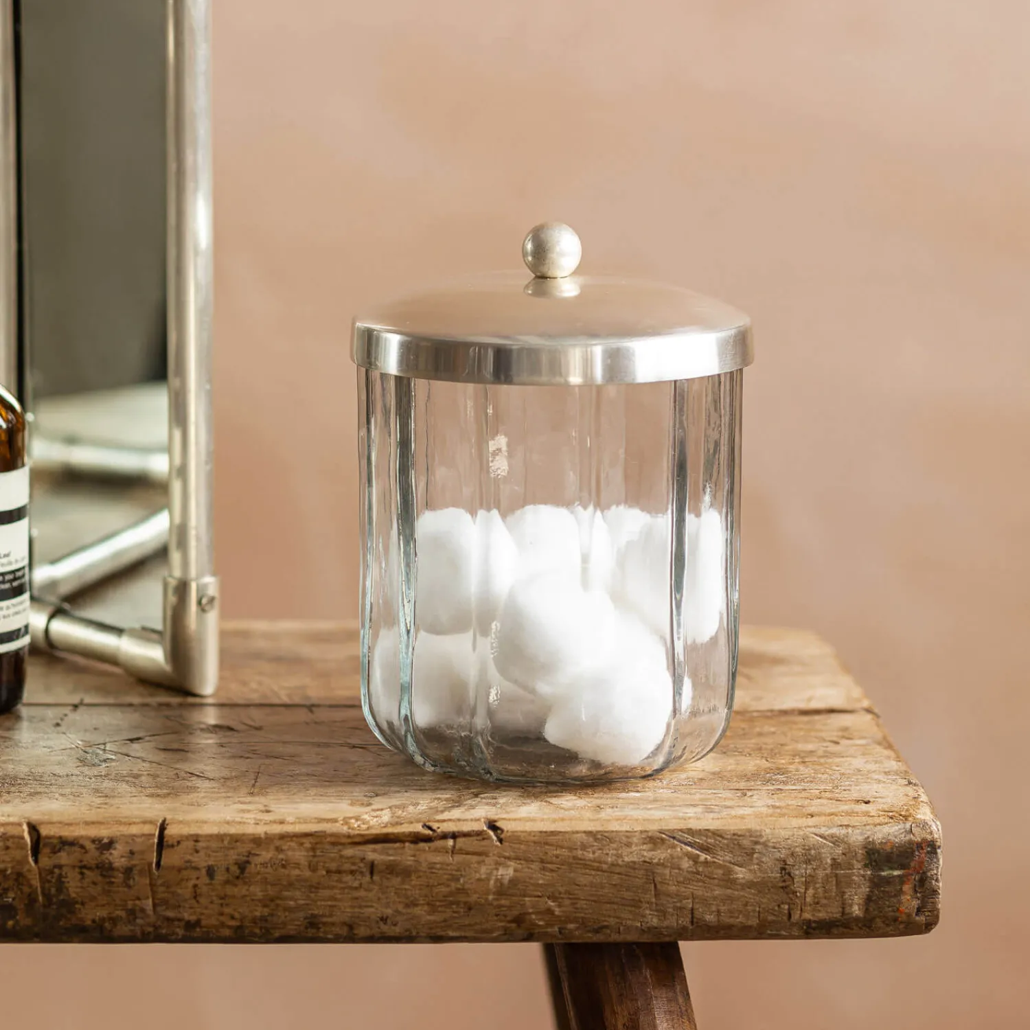 Graham & Green Rosalie Antique Silver Glass Storage Container
