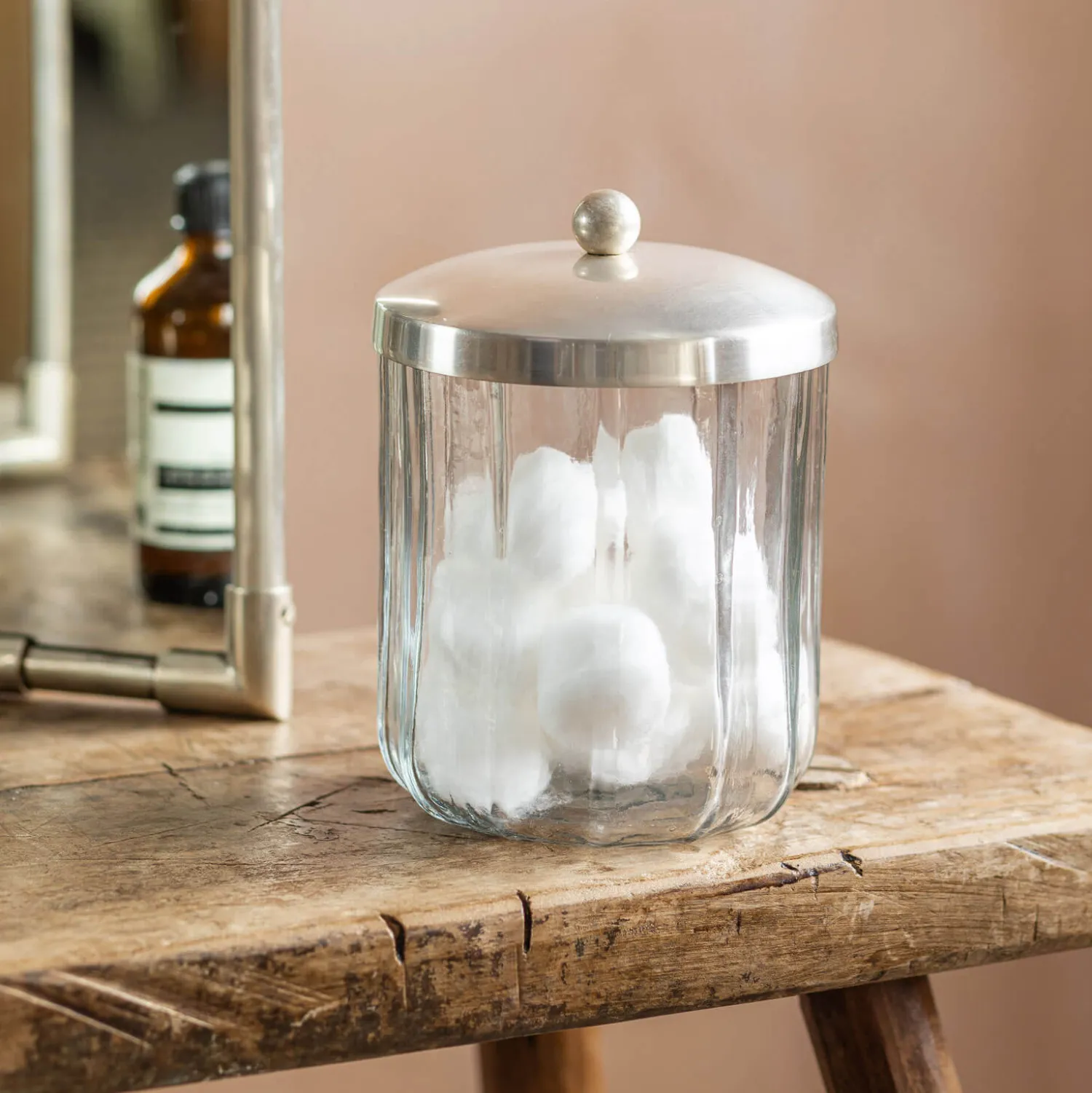 Graham & Green Rosalie Antique Silver Glass Storage Container