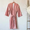 Graham & Green Rose Velvet Kimono Dressing Gown - Large/Extra Large
