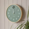 Graham & Green Round Birch and Green Wall Cuckoo Clock