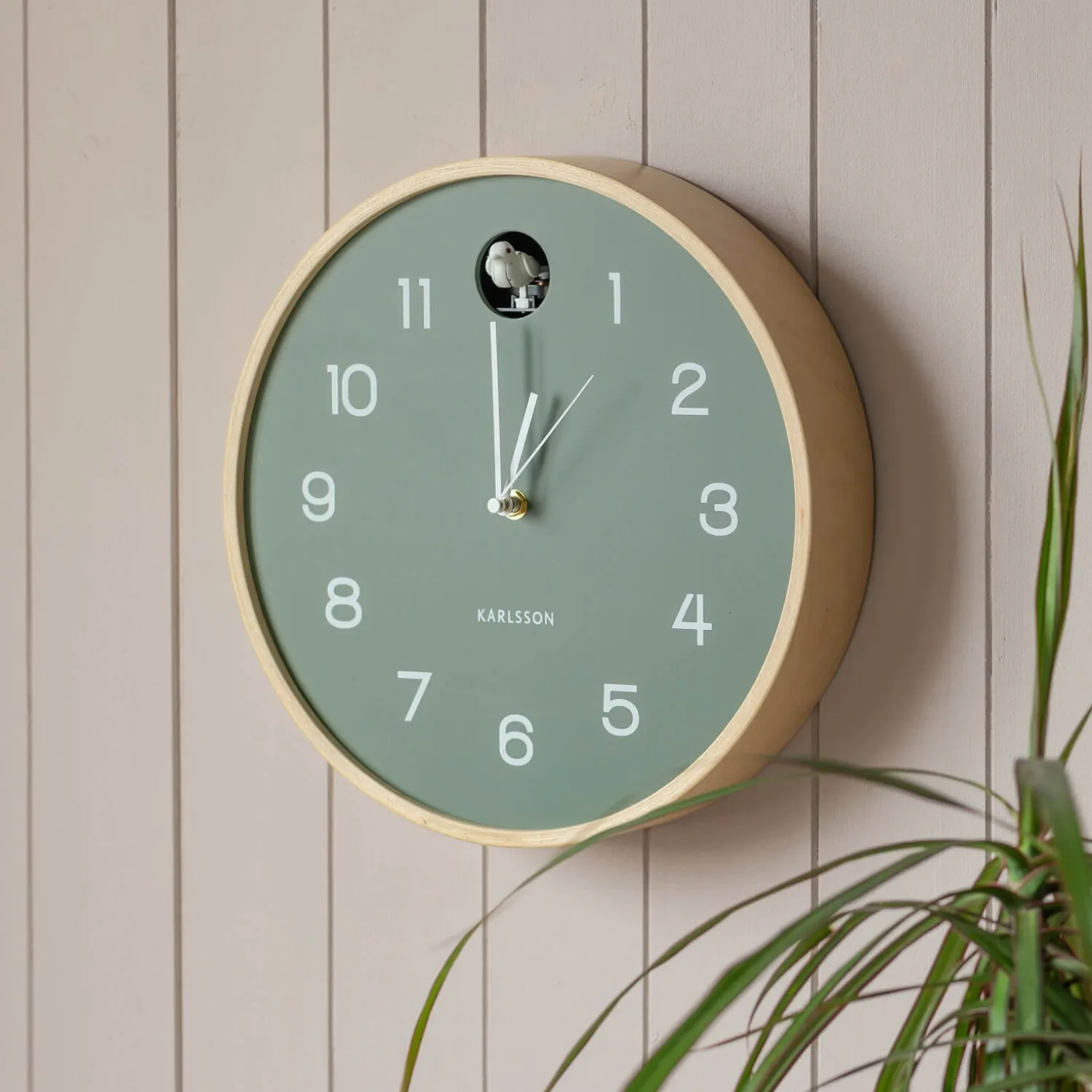 Graham & Green Round Birch and Green Wall Cuckoo Clock