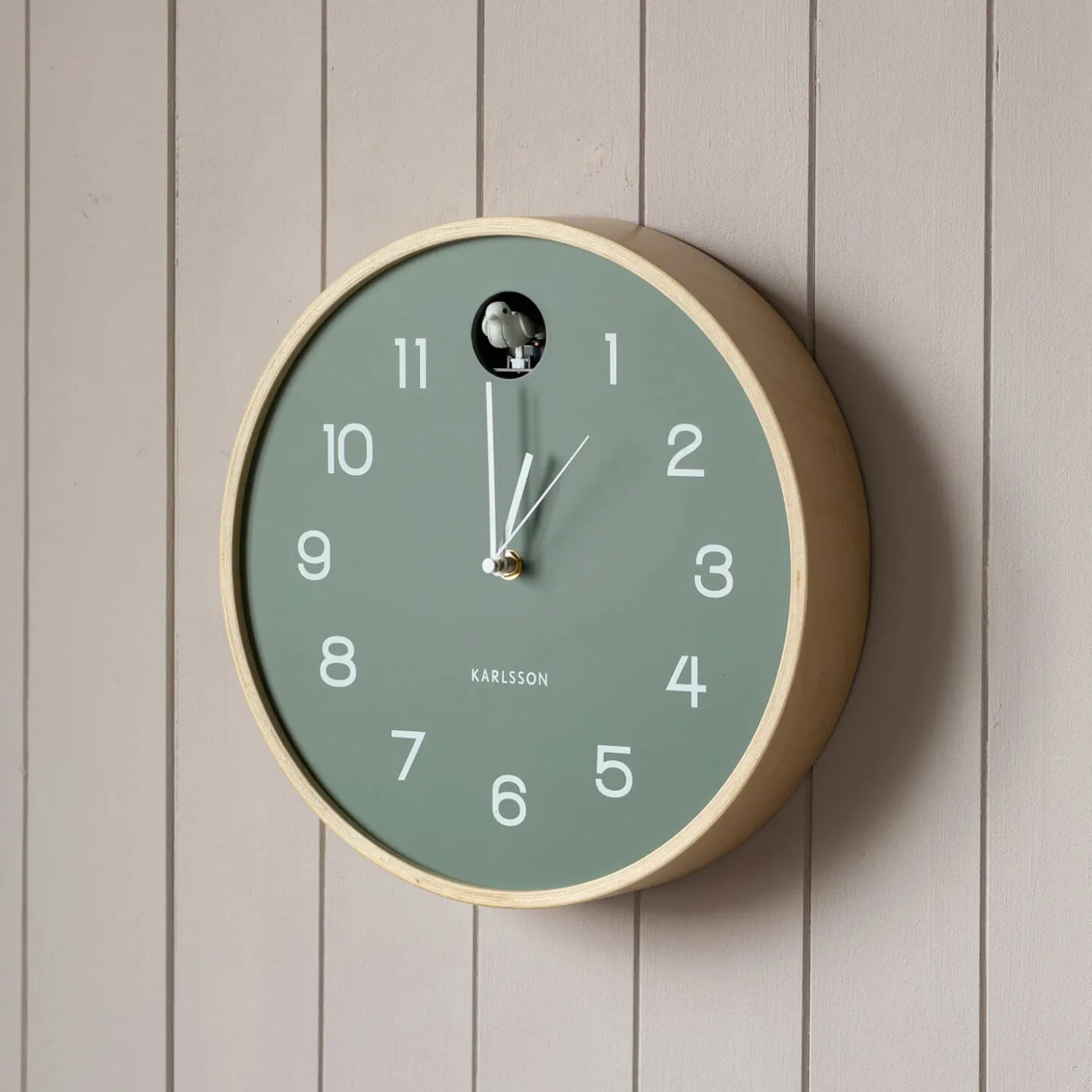 Graham & Green Round Birch and Green Wall Cuckoo Clock