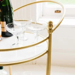 Graham & Green Round Drinks Trolley with Marble Shelves