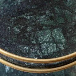Graham & Green Round Green Marble Drinks Trolley