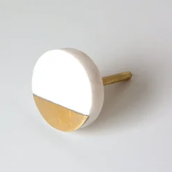 Graham & Green Round Marble and Brass Drawer Knob