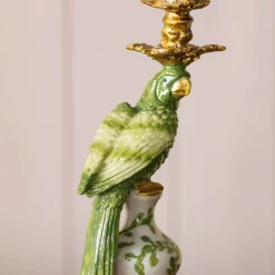 Graham & Green Sage Green Ceramic Parrot Candle Holder