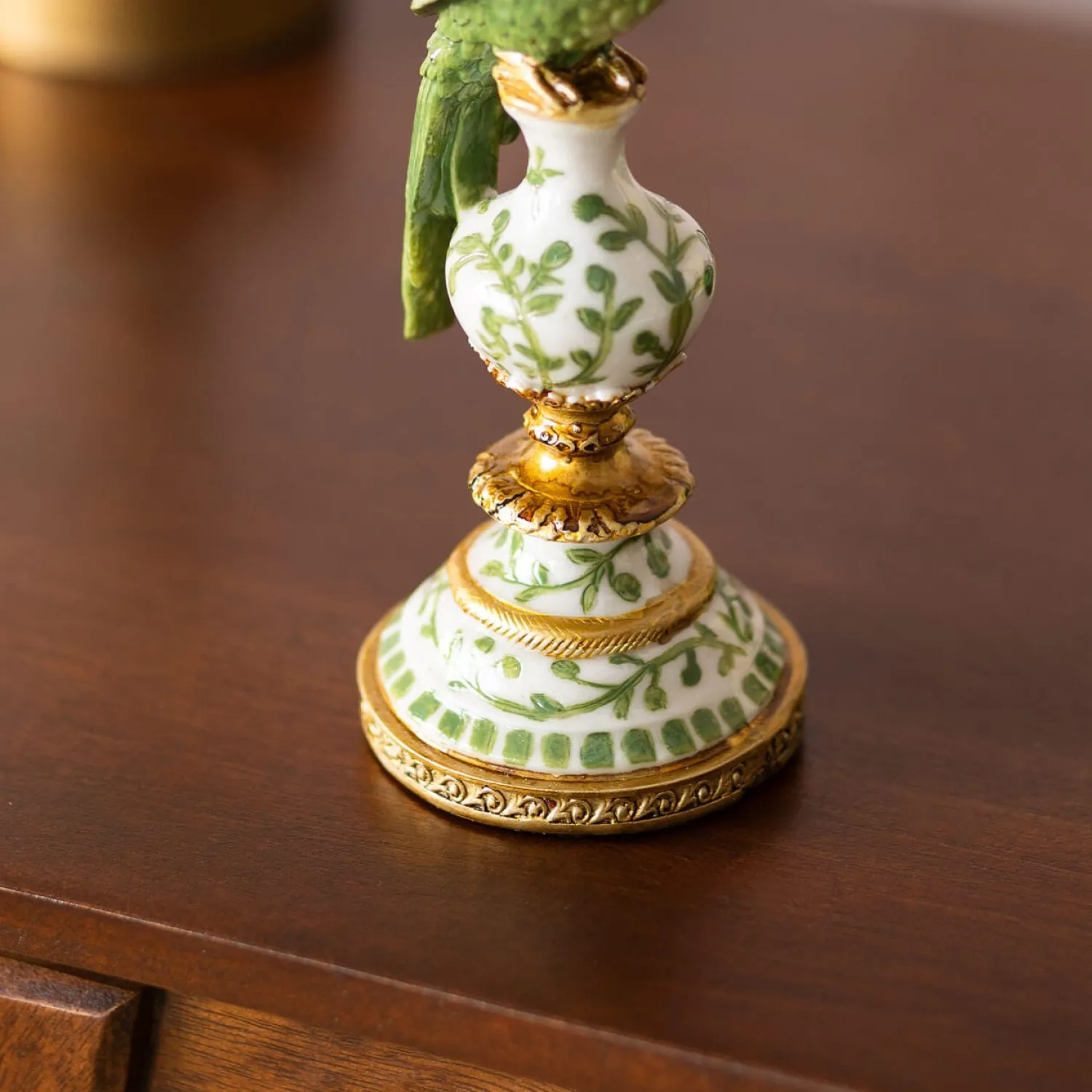 Graham & Green Sage Green Ceramic Parrot Candle Holder