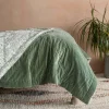 Graham & Green Sage Green Velvet Quilts with Printed Reverse