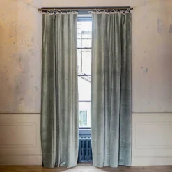 Graham & Green Sage Green Velvet Single Curtains
