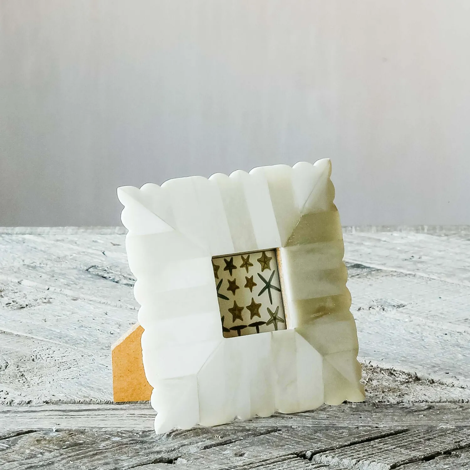 Graham & Green Scalloped Dome White Bone Square Frame