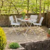 Graham & Green Seigle White Balcony Table and Four Chairs Set