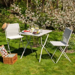 Graham & Green Seigle White Balcony Table and Two Chairs Set