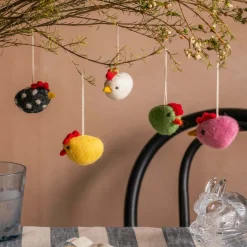 Graham & Green Set of Five Chick Hanging Decorations
