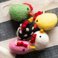 Graham & Green Set of Five Chick Hanging Decorations