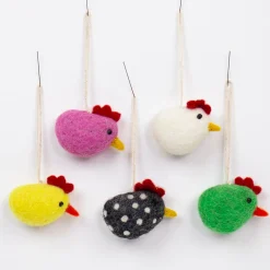 Graham & Green Set of Five Chick Hanging Decorations