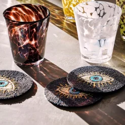 Graham & Green Set of Four Blue Eye Beaded Coasters