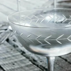 Graham & Green Set of Four Etched Garland Martini Glasses