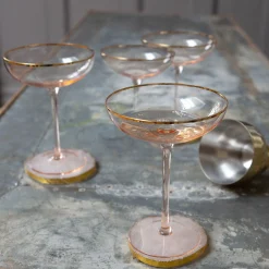Graham & Green Set of Four Gold Rimmed Cocktail Glasses