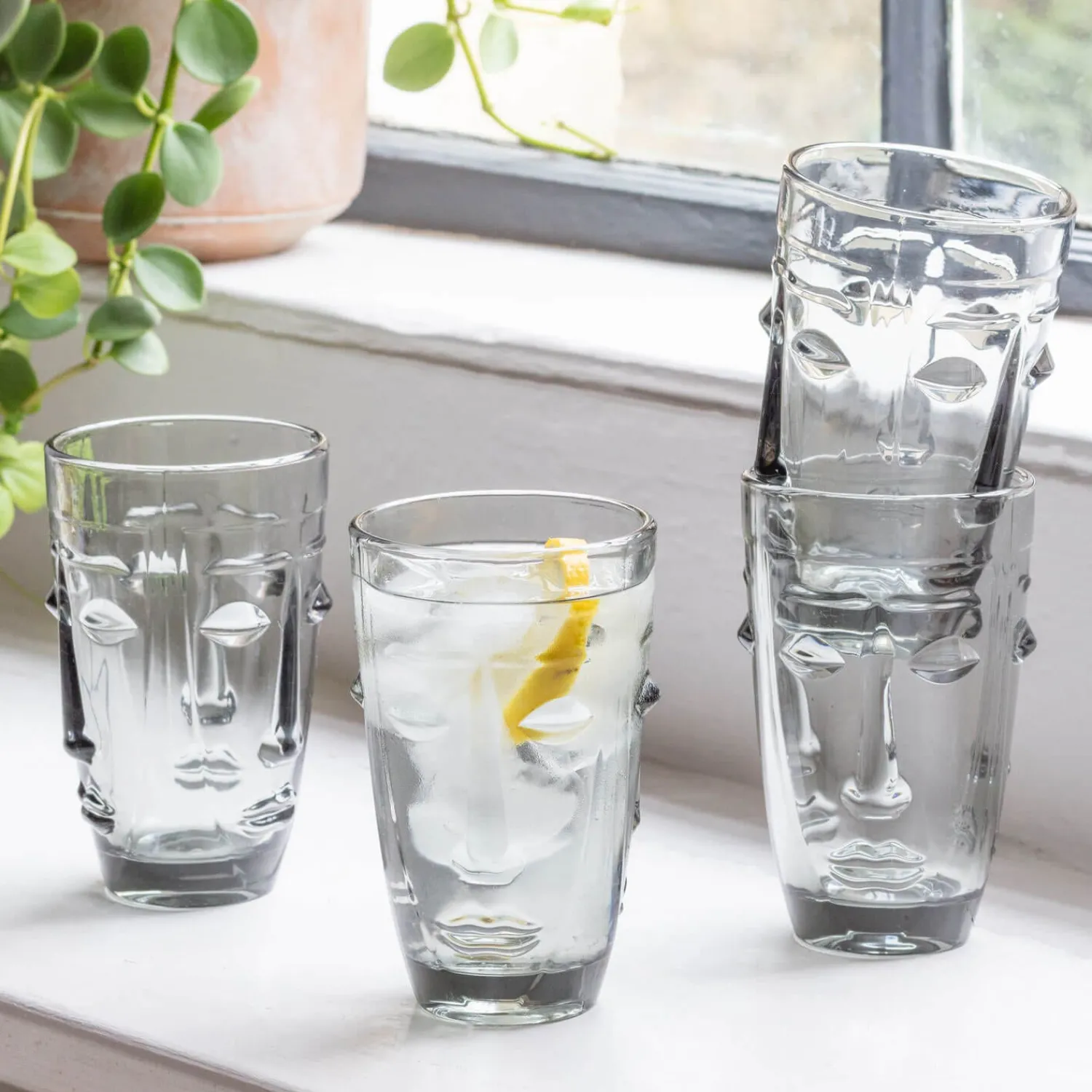 Graham & Green Set of Four Grey Face Tumblers