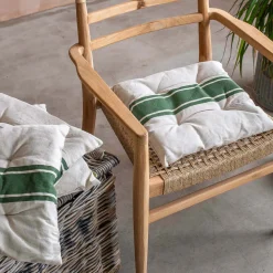 Graham & Green Set of Four Olive Stripe Seat Pads