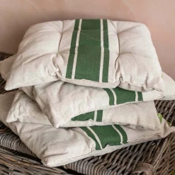 Graham & Green Set of Four Olive Stripe Seat Pads