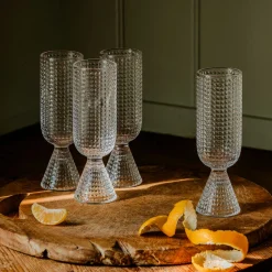 Graham & Green Set of Four Rooftop Clear Glass Champagne Flutes