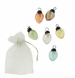 Graham & Green Set of Six Mini Multi-Colour Glass Hanging Decorations