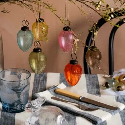 Graham & Green Set of Six Multi-Colour Glass Hanging Decorations