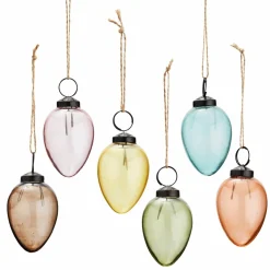 Graham & Green Set of Six Multi-Colour Glass Hanging Decorations