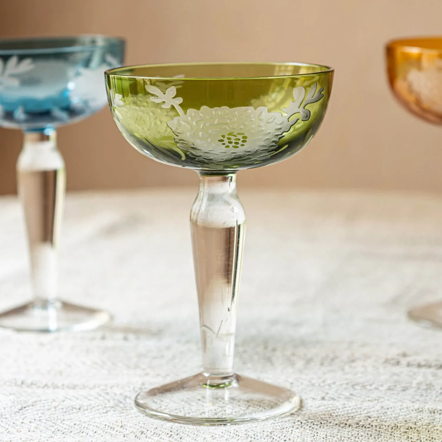 Graham & Green Set of Six Peony Coupe Glasses