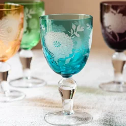 Graham & Green Set of Six Peony Wine Glasses