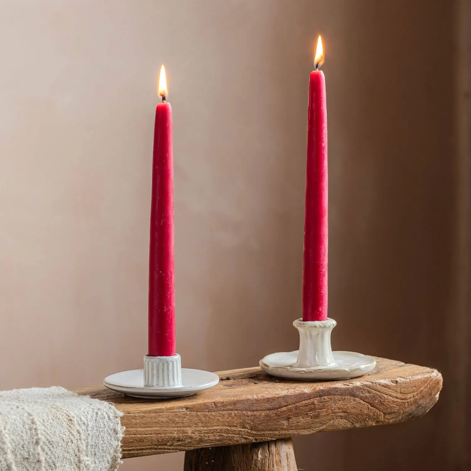 Graham & Green Set of Two Arctic Pink Beeswax Dinner Candles