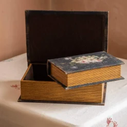 Graham & Green Set of Two Black Floral Storage Boxes
