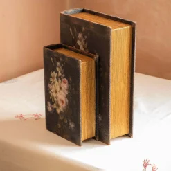 Graham & Green Set of Two Black Floral Storage Boxes