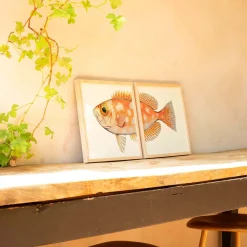 Graham & Green Set of Two Blotched Bigeye Print with Oak Frames