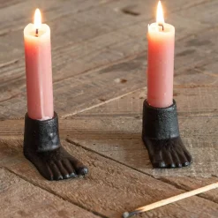 Graham & Green Set of Two Cast Iron Feet Candle Holders