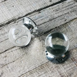 Graham & Green Set of Two Clear Glass and Chrome Globe Door Knobs